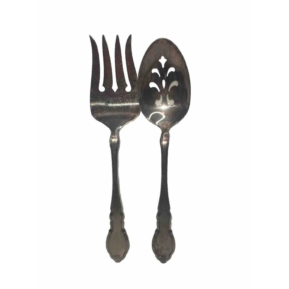 1881 ROGERS VINTAGE 1978 ALOUETTE PATTERN SILVERPLATE MEAT FORK & Slotted‎ SPOON